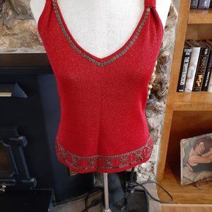 Joseph A Grecian Style Tank Tunic Top M Red